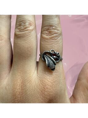 Vintage unique grunge goth cobra snake 925 Sterling Silver ring  Size 7